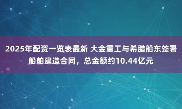 2025年配资一览表最新 大金重工与希腊船东签署船舶建造合同，总金额约10.44亿元